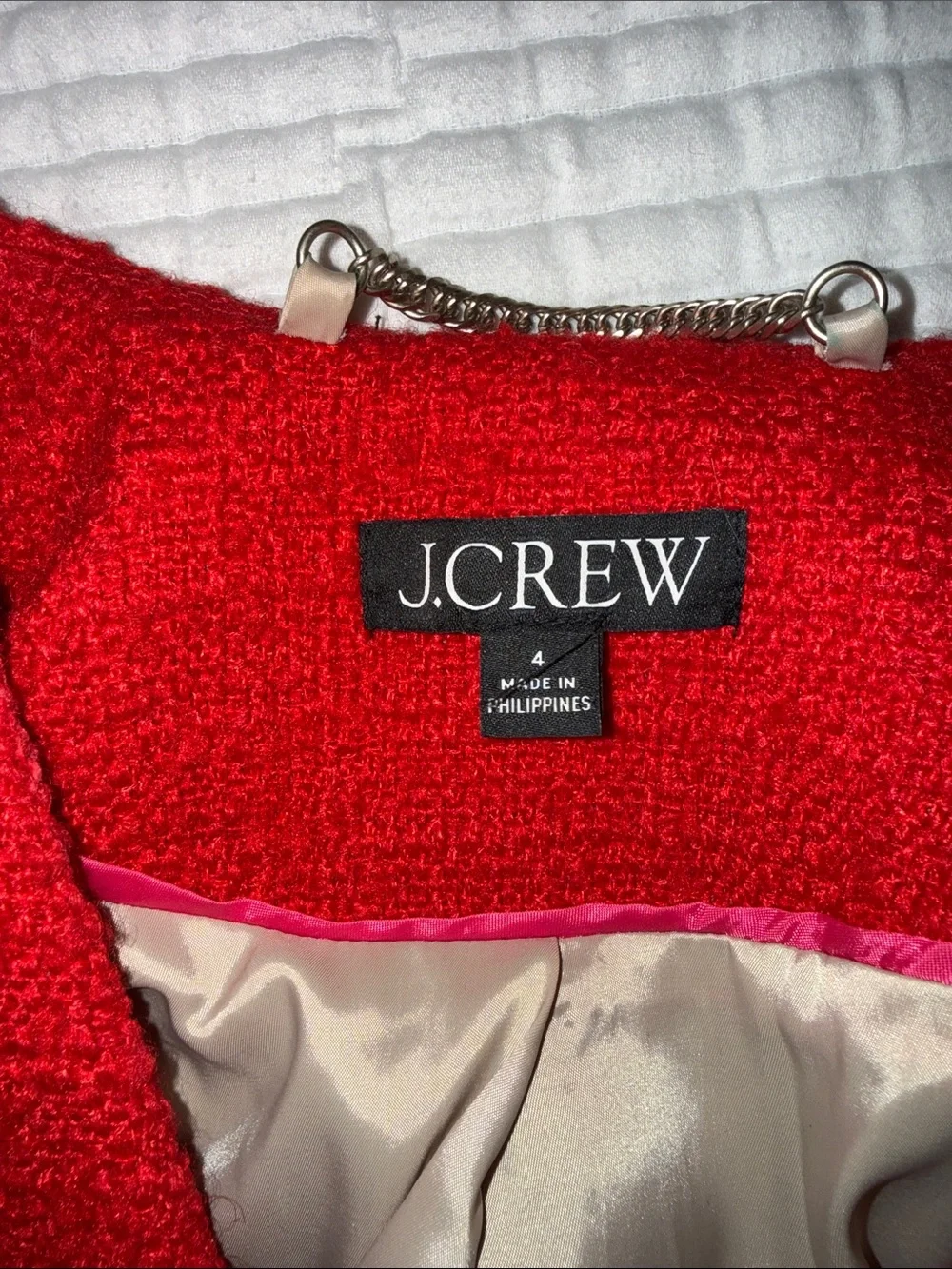 J. Crew Girls' Bright Red Tweed Button Jacket
